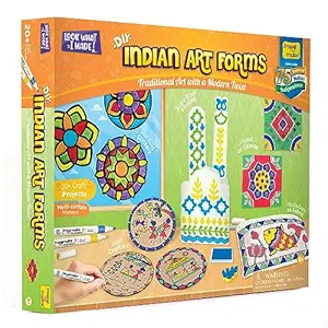 Imagimake DIY Indian Art Forms | Art & Craft Kit for Kids | Age 8+ | Learn 5 Indian art forms—Madhubani, Warli, Lippan, Mandala & block printing; 20+ craft projects; screen-free for kids